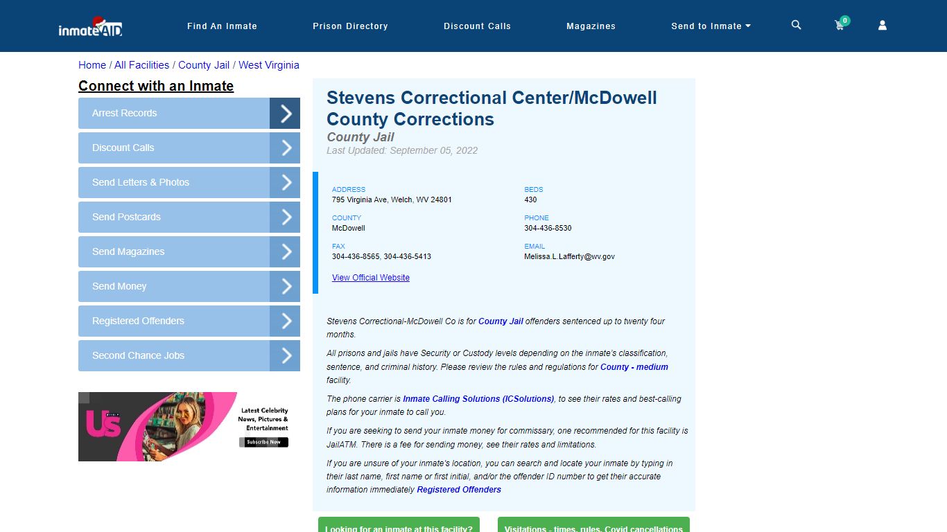 Stevens Correctional Center/McDowell County Corrections - Inmate ...